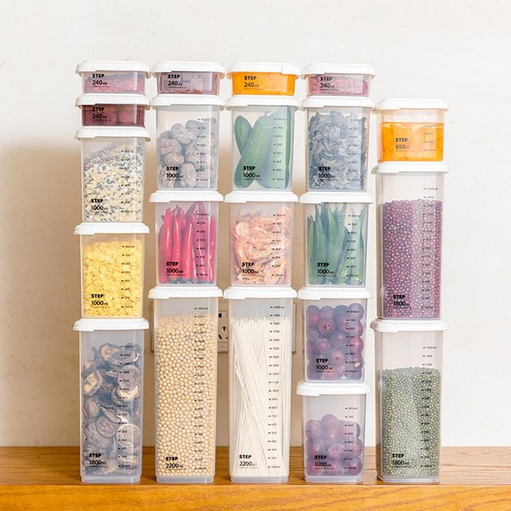 Kitchen Square Transparent Storage Box with Graduation Sealed Jar ...