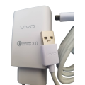 Original Vivo Fast Charger + Data Cable - Type-C And Micro-Usb - 30watt Super Fast Vivo Charger - Quick Charge 4.0 - Wall Charger. 