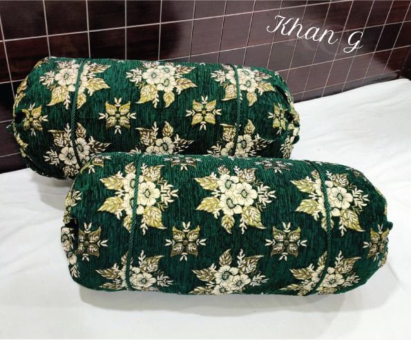 *Velvet Jacquard* Round/GOLL Pillow Covers Pack of 2pcs | Vibrant Design & Colors | Round/Cylindrical Uniface Design | Home Sofa/Bed Pillow Covers - pillow - Pillow covers | Available at Fanza