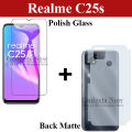Realme C25s Tempered Glass Screen Protector Polish Glass + Back Matte Protector Soft Skin Sheet Soft Film Protection For Realme C25s. 