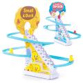 Children Duck Climbing Stairs Toy Roller Coaster Toy Set Duck Race Track Set With LED Flashing Lights, Music - B10456. 