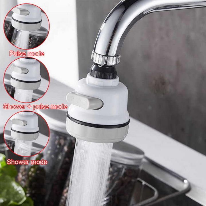 360°Rotatable 3 Modes Adjustment ABS Water Saving Tap Aerator Nozzle Adjustable Faucet Shower Head Filter Sprayer Spout for Kitchen Bathroom