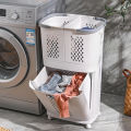 Laundry Baskets with Wheels Trolley Laundry Collector 2 Layers with 3 Storage Baskets for Bedroom Bathroom. 