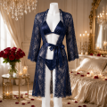 3-Piece Bridal Silk Nighty Set – Maroon Gown with Bikini. 