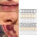 20 pieces of Stainless steel Fake Nose Ring Septum Ring 8/10mm  Hoop Cartilage Tragus Helix Lip Fake Piercing Cartilage Fake girls and woman Earrings Hoop 10 Gold 10 Sliver. 