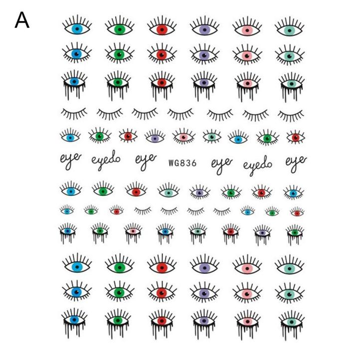 Nail Slider Eyes Patterns 3D Effects Ultra Thin Abstract Line Pattern Evil Eye Design Nail Sticker for Women