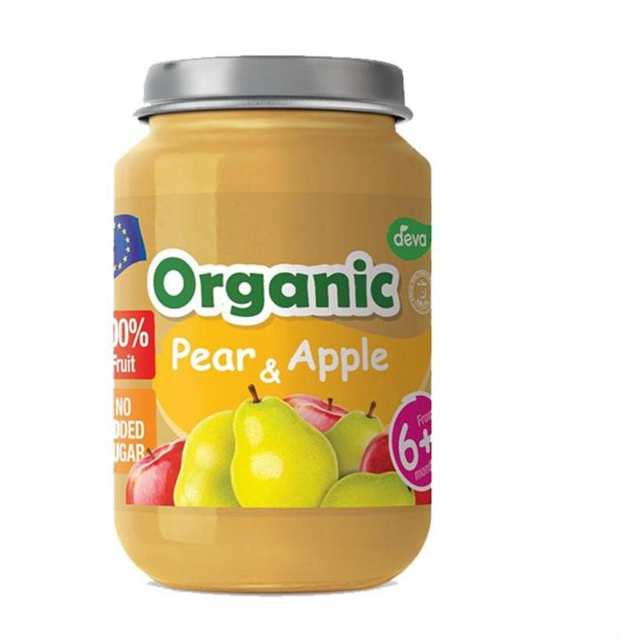 DEVA ORGANIC BABY FOOD PEAR & APPLE, 6+ MONTH, 190GM