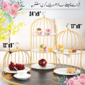 European Style Iron Birdcage Cake Rack Multi-Layer Glass Dessert Table Wedding Cake Plate, Cosmetics Storage Rack Bird Cage Different Layers Golden Chromium Color, Cosmetic Storage Rack, Makeup Organizer, Dressing Table Perfumes Organizer,. 