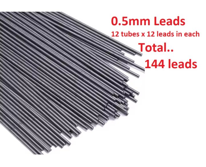 Woodjin Mechanical Pencil Leads 0.5mm HB 12 tubes x 12 leads in a tube = Total 144 leads
