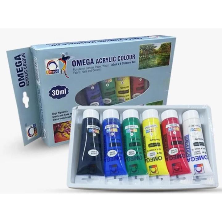 Omega Acrylic Paint Pack Of 6 30 Ml Acrylic Color ZT Daraz.pk
