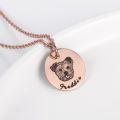 Personalized Pet Photo Disc Necklace For Women Tiny Cat Name Pendant Necklaces Custom Animal 316L Stainless Steel Jewelry. 