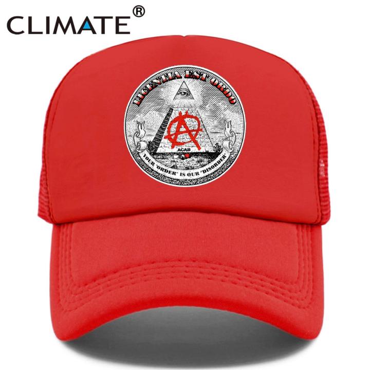 【LuckyBabyFans Store】CLIMATE New Anarchy Cap Men Anarchist Cap Cool Cap Mesh Black Baseball Net Trucker Cap Hat for Men