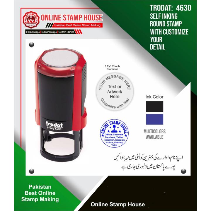 Trodat 4630 Round Stamp , Signature Stamp,  self-inking with Customize name Rubber stamps for office & business uses