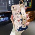 YIWESAN For Realme Narzo 50i Case With Wristband New Design Phone Case For Girl Women Thin Pattern Fashion Astronaut Shockproof Plating Silicone Casing Full Cover SoftCase Protection Cases. 