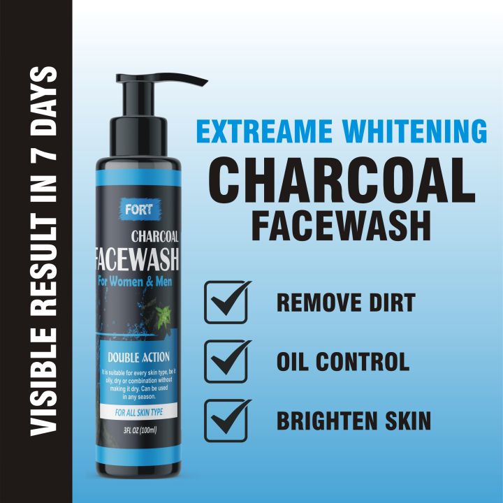 FORT Double Action Charcoal Face Wash For All Skin Type 100ml