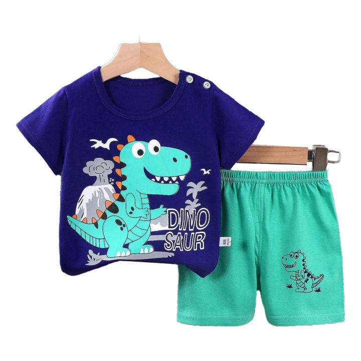 Blue%20Green%20Printed%20Kids%20Short%20Sleeve%20Kids%20Wear%20-%20Image%202