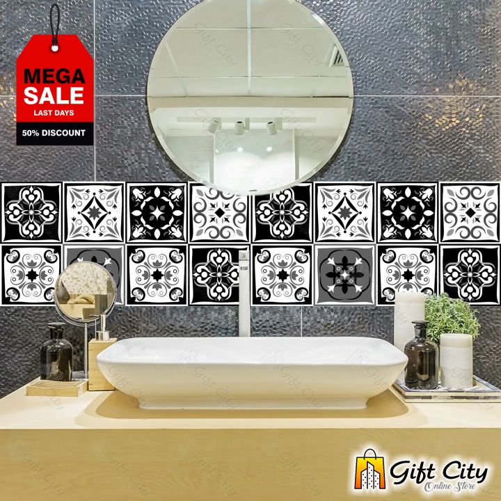 Gift%20City%20Presents%20Black%20and%20White%20Multi%20Pattern%20Design%20Wall%20Decorative%20Self%20Adhesive%20Tile%20Stickers%20Multiple%20Quantity%20-%2012x12%20cm%20for%20Bathroom%20Kitchen%20Wallpaper%20Decoration%20-%20Gift%20City%20-%20Image%208