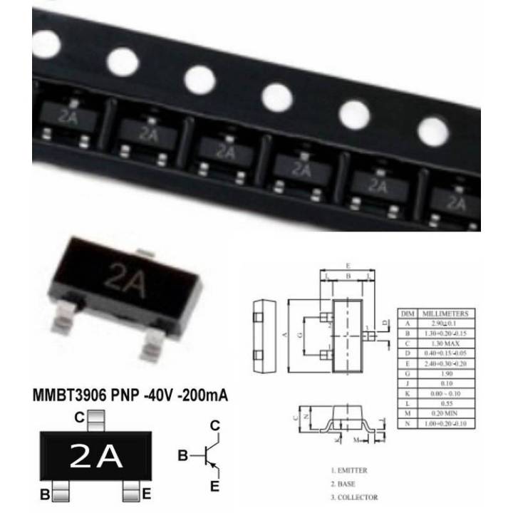 10pcs 2N3906 2A PNP Transistor switching Amplifier SMD
