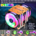 EVESKY CPU COOLING FAN 3 FANS 3/4 PIN 6 HEAT PIPES RGB SILENT COMPUTER CASE COOLER CPU HEATSINK FOR INTEL AMD CPU. 