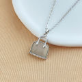 Fashion Hypoallergenic Jewelry Zircon Bag Pendant Necklace Minimalist Tarnish Free Stainless Steel Choker Necklace For Women. 