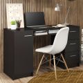 Modern Office Desk with Storage Drawers , Study Desk for Home Office, Simple Style PC Table with 3 Drawers, 1 Door and 1 Storage Shelf (White/Black). 