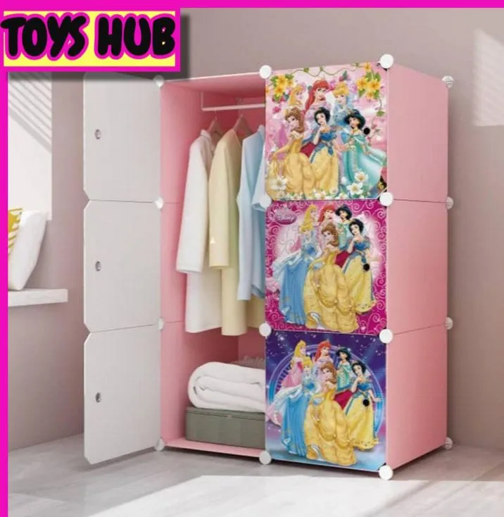 6 Cubic Diy Plastic Nylone Baby Clothes Cabinet Space Saver Organizer Baby cupboard and Baby Hanging Wardrobe 6 Cubes Kitty Storage Cabinet