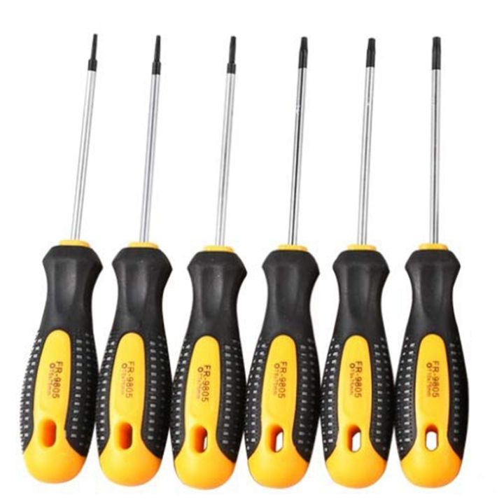 1Set Cr-V Torx Screwdriver Set with Hole Magnetic T5-T10 Screw Driver Set Kit for Telephone Repair Hand Tool Set