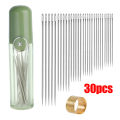 32Pcs Blind Needle Needle-side Hole Elderly Hand Sewing Needles Stainless Steel Self Threading Needles DIY Sewing Supplies 1Set. 