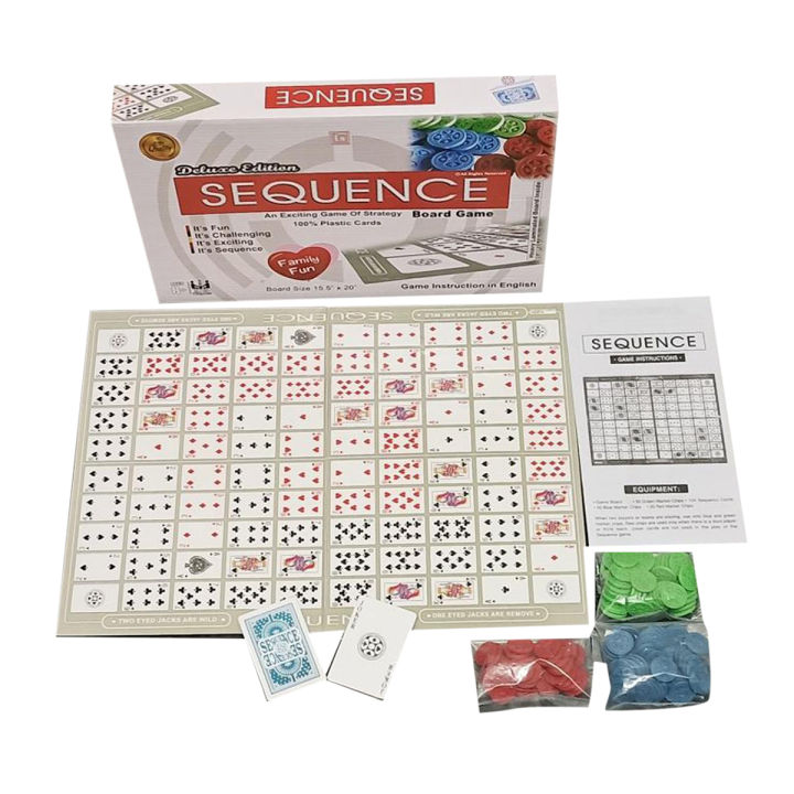 Sequence Strategy Board Game Sequence for Kids Multiple Sizes Laminated Board with Plastic Cards Adult Kids Original Imported and Local Editions
