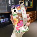 JIUMOO For VIVO Y15a Case With Wristband New Design Phone Case For Girl Women Thin Pattern Oil Rainbow Bear Shockproof Plating Silicone Casing Full Cover SoftCase Protection Cases. 
