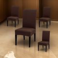 Dining Chair Covers - Dark Brown - 6 Seater - Mash Fabric Chair Covers - Dining Chair Fitted Covers - Stretchable Chair Covers - Elastic Chair Slipcovers - Washable Dining Chair Protectors - Vouis London. 