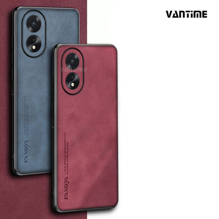 Vantime for OPPO A18 A38 A58 A78 4G Case Soft Pure Leather Slim Matte Back Cover