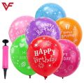 Pack of 100 Happy Birthday Printed Balloons with Small Air Pump for Birthday Balloon For Birthday Party Decorations. 