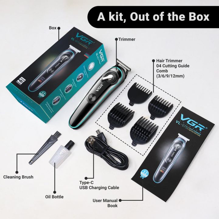 VGR%20V-075%20Limited%20Edition%20Professional%20Hair%20Trimmer%20with%20LED%20Display,%204%20Guide%20Combs%20for%20Men%20(3,6,9,12%20mm,%20Color-%20Black)%201%20Year%20Warranty%20-%20Image%202