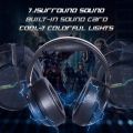 XIBERIA-V20 USB PS4 Headset for Host Connection, 7.1 Surround Sound PC Gaming Headset with 1.95 Meter Cable and Noise Cancelling Mic Headphones with RGB Light. 