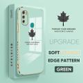TA for Infinix Hot9 Play X680 Back Cover + Free Lanyard Maple Leaf Luxury 6D Plating Case Side Pattern Soft Silicone Square Phone Cases. 