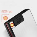 Cigarette Case Windproof 20PCS Cigarette Holder Case Charge USB Lighter-,  Metal Reachargable Cigarette- Boxes Gadget For Men Gifts. 