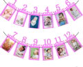 Photo Month Banner for First Birthday  1 to 12 Months Photo Frame Banner for 1st birthday decoration. 