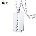 Vnox Unique Shaving Blade Pendant For Men Necklace Stainless Steel Casual Plain Male Jewelry With 20"/24" Chain. 