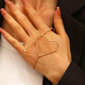 European and American Simple Vortex Geometric Heart Shape Palm Ring Simple Opening Bracelet Ring Bracelet Suit Cross-Border Sold Jewelry. 