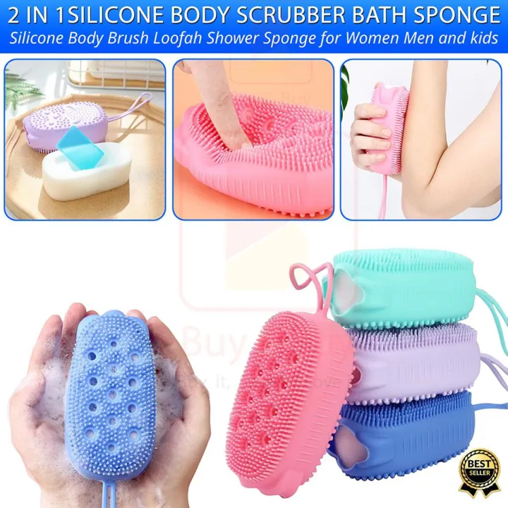 Silicone%20Body%20Scrubber%20Bath%20Sponge%20-%202%20in%201%20Exfoliating%20Body%20Brush%20Loofah%20Shower%20Sponge%20for%20Women%20Men%20and%20kids%20-%20Image%202