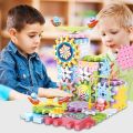 Electric Building Block Gear Toy Set DIY Plastic Brick Toys Colourful Building Block Large Particle Electric Gear Rotating Assembly Block Children Early Education Puzzle Fun Learning Blocks Gifts for Birthday. 