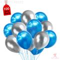 Happy Birthday Silver with Blue & Black Balloons Theme Set For Birthday Decoration and Celebrations. 