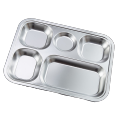 Stainless Steel Divided Plates Tray, 5 Section for Kids Toddlers, Dry Fruit Plate, Camping Dishes Compact Serving Platter, Dinner Snack 12 inches x 9.2 inches. 