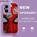 Jizetin for OPPO F21 Pro 5G Reno7 Z 5G Reno8 Z 5G Back Cover Spider Man Lambskin Texture PU Leather Back For Girls Boys Soft Phone Case. 