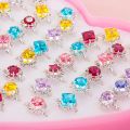 12 PCS/set Adjustable Kids Rings Jewelry Heart Crystal Open Finger Ring For Children Girls Birthday Party Gift Without Box. 