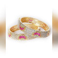 Pair of 1k Gold Plated on Alloy Bangles for Women. 