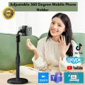 Adjustable Mobile Phone Stand Holder for Desk with Round Base, Retractable Arm, Non-Slip, Foldable, and Ergonomic Design for Comfortable Viewing and Charging, Compatible with Smartphones and Tablets. 