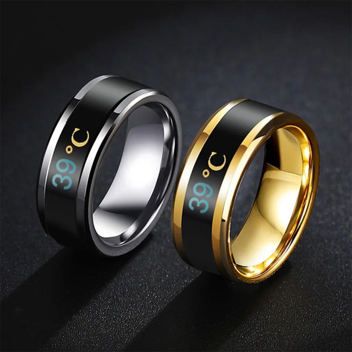 Smart Temperature Ring Titanium Steel Body Temperature Emotional Feeling Smart Temperature Ring Female Male Waterproof Jewelry