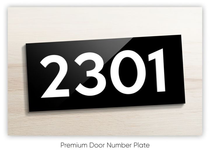 Modern Acrylic House Number Plate – Black Glossy Door Sign | Stylish ...